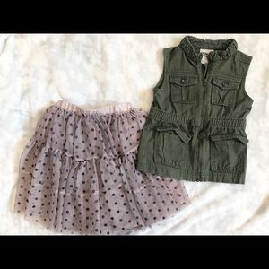 Military Vest and Polka Dot Skirt Toddler Girls